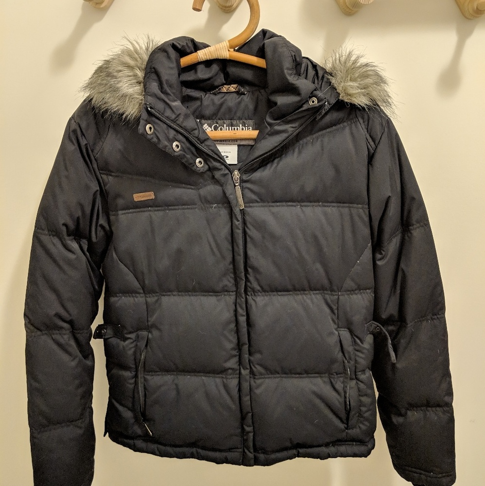 Columbia Black Winter Coat Puffer Down Fur Hood